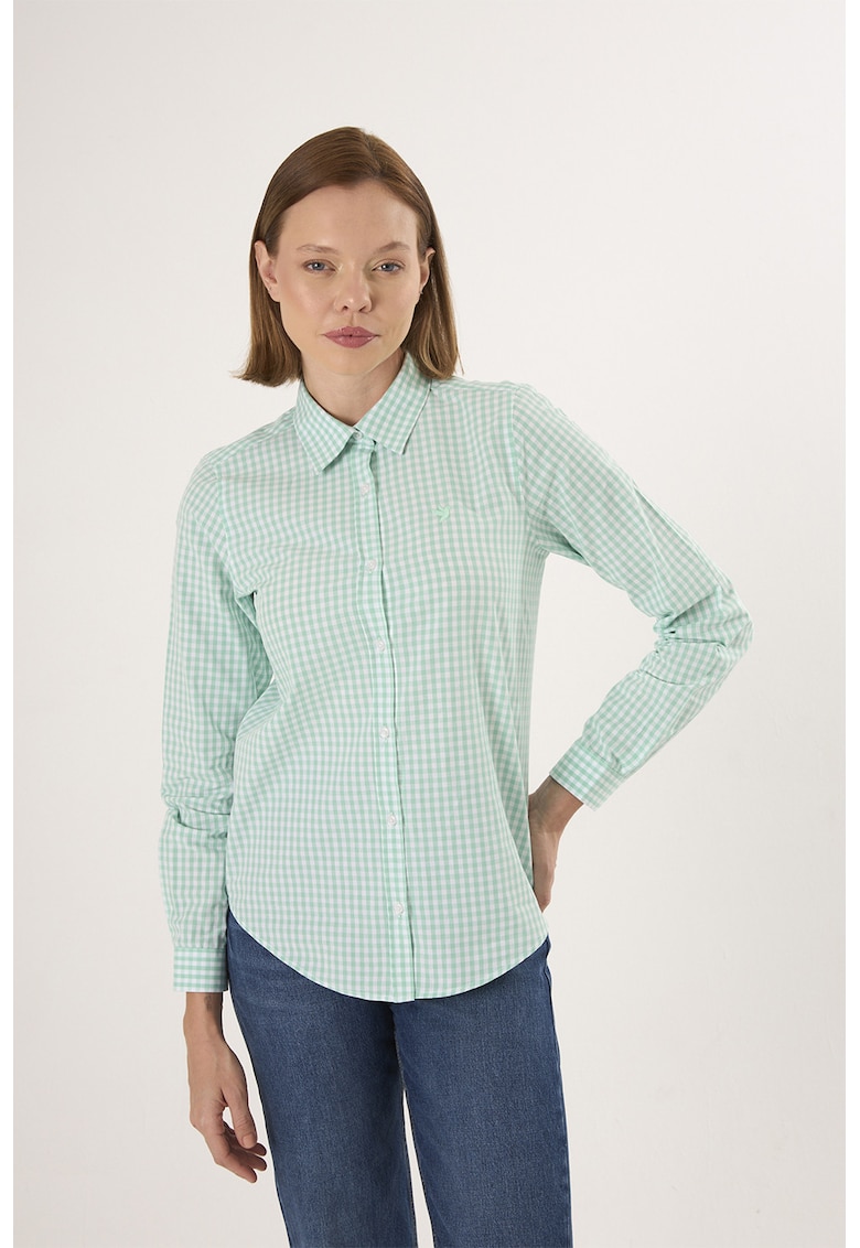 Oferte la Camasa regular-fit cu model in carouri - Alb/Verde menta