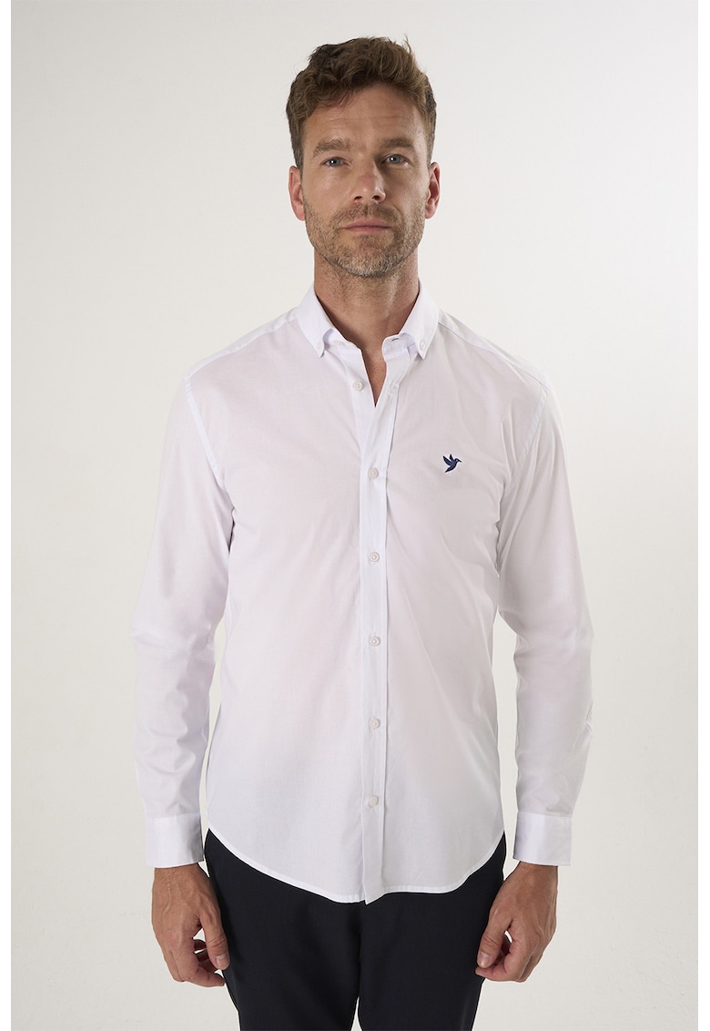 Oferte la Camasa din amestec de bumbac cu guler Oxford - Alb