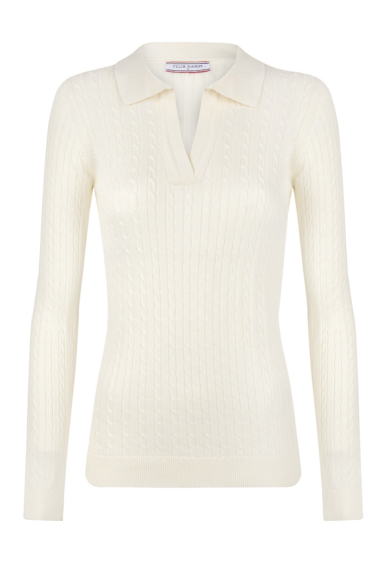 Oferte la Pulover slim-fit cu model torsade - Alb fildes