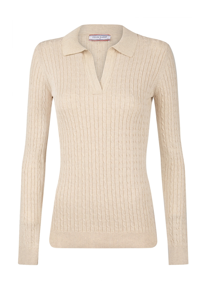 Oferte la Pulover slim-fit cu model torsade - Bej inchis