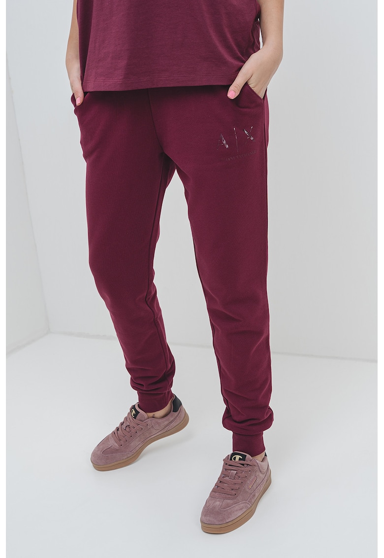 Oferte la Pantaloni de trening din bumbac cu buzunare laterale - Visiniu