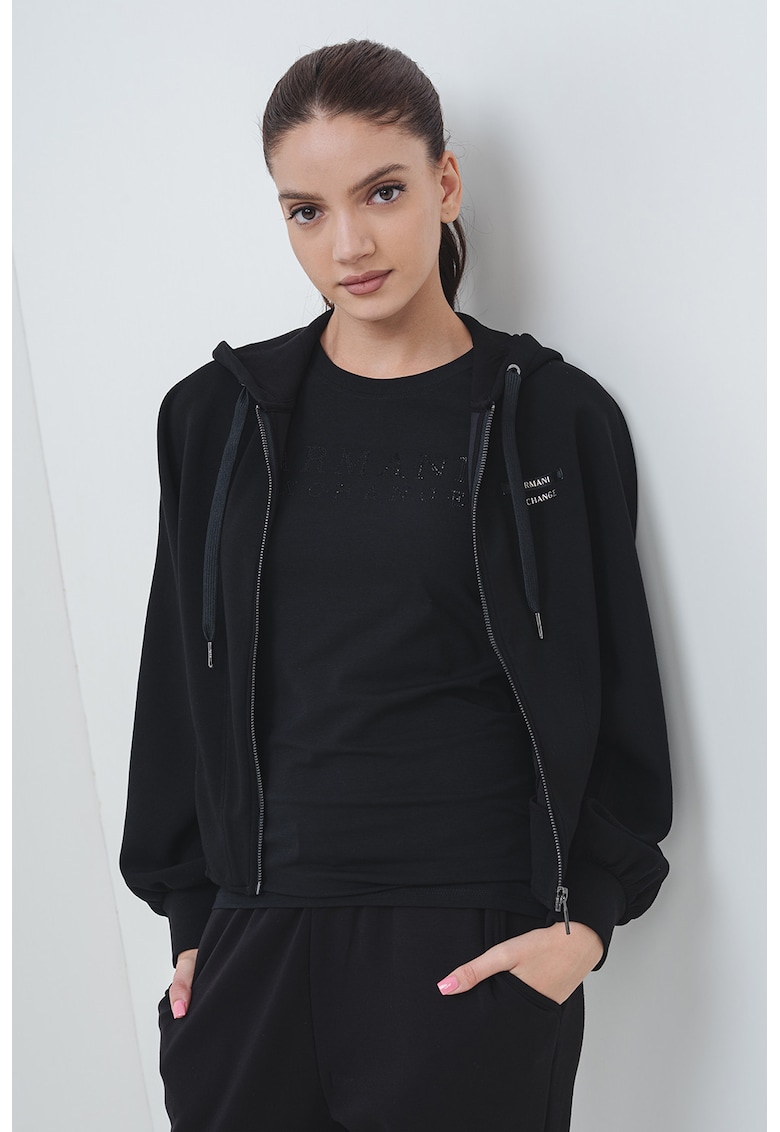 Oferte la Hanorac cu fermoar si logo discret - Negru