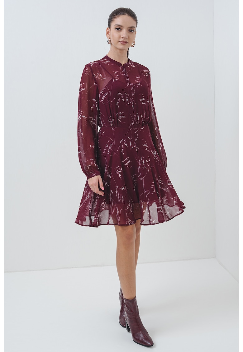 Oferte la Rochie cu maneci lungi si imprimeu - Visiniu