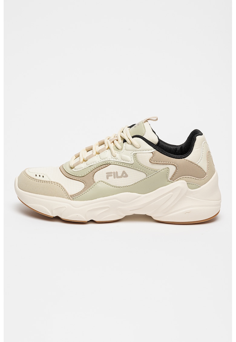 Oferte la Pantofi sport Collene CB cu garnituri din piele ecologica - Alb/Gri cenusiu