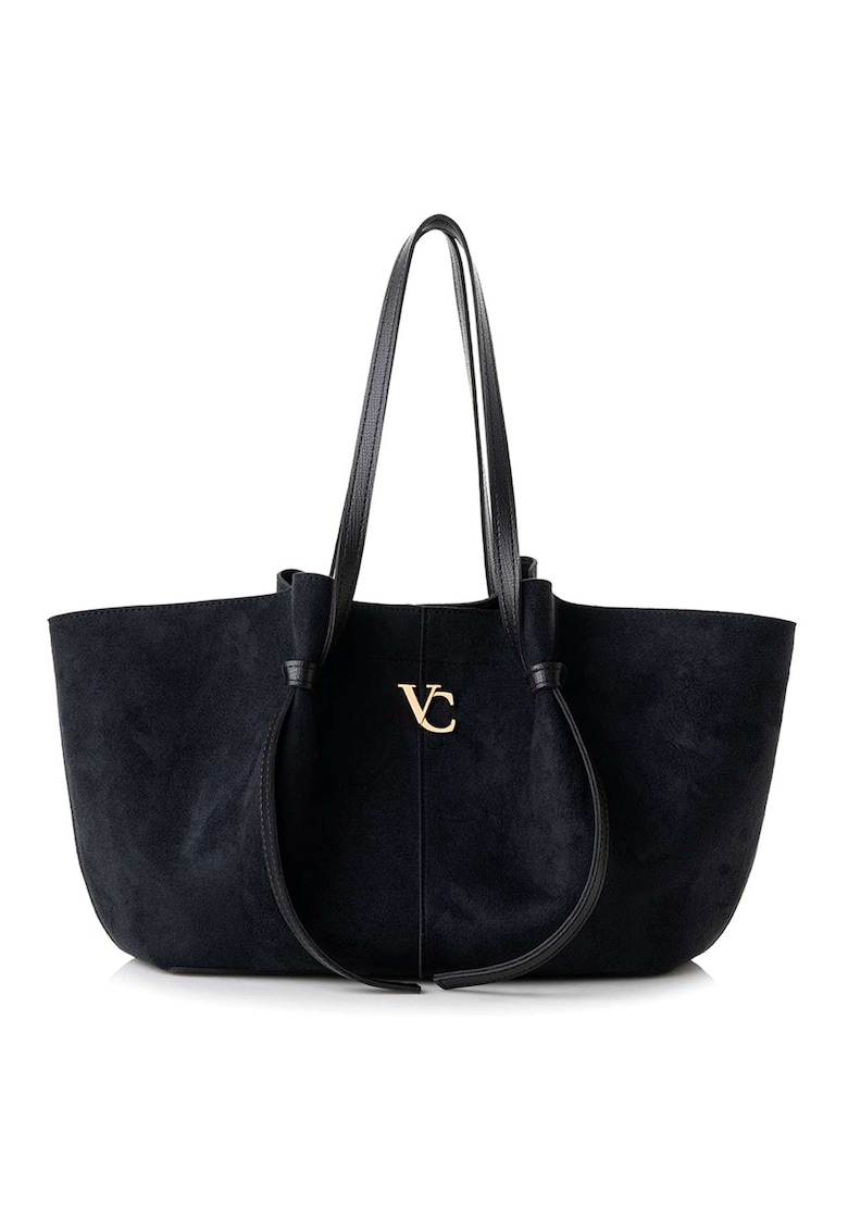 Oferte la Geanta shopper din piele intoarsa ecologica - Negru