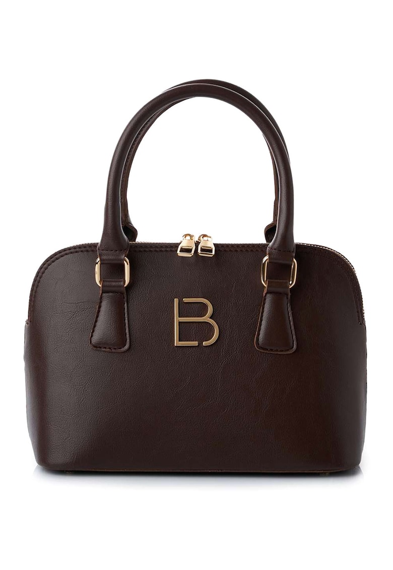 Oferte la Geanta crossbody din piele ecologica cu logo metalic - Maro inchis