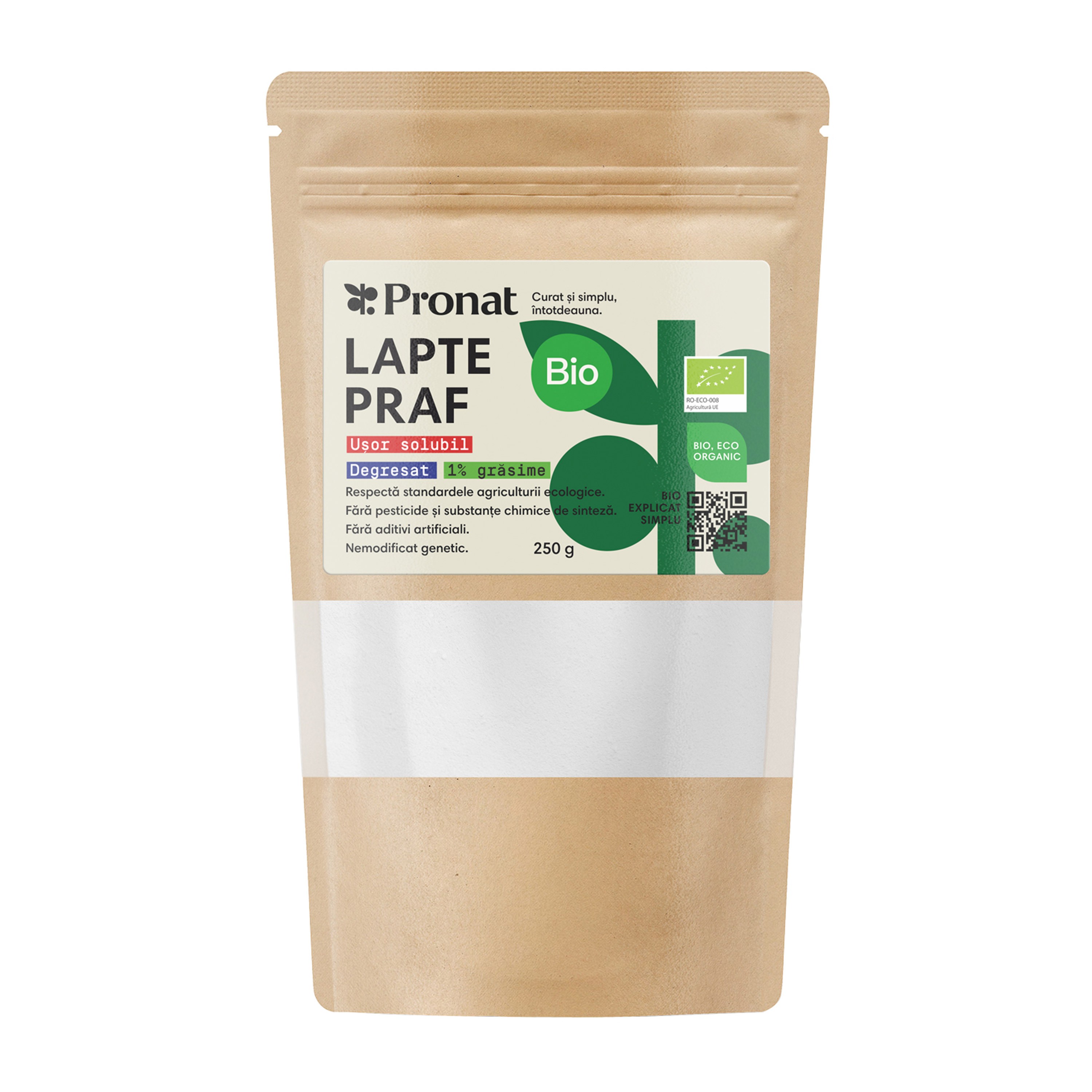 Oferte la Lapte praf bio degresat, 1% grasime, 250g Pronat