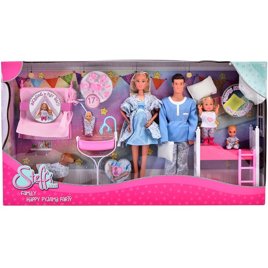Oferte la Set Set Steffi Love Family Happy Pijamas Party 29 Cm 4 Papusi 1 Caine Si Accesorii Multicolor