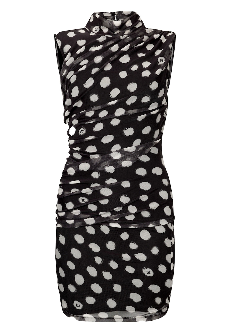 Oferte la Rochie scurta cambrata cu buline - Alb/Negru