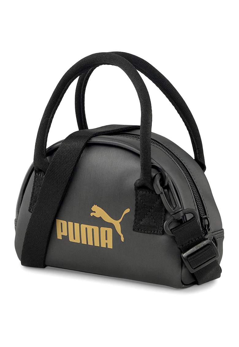 Oferte la Geanta mica din piele ecologica cu bareta de umar si logo Core Up - Negru