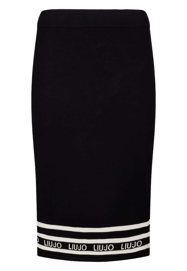 Oferte la Fusta midi cambrata cu banda logo - Negru