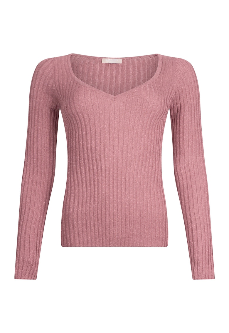 Oferte la Pulover striat cu decolteu in V - Roz