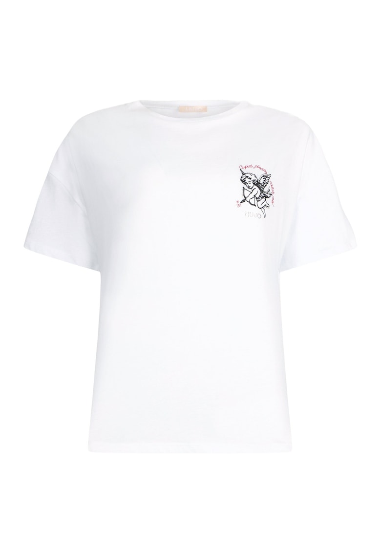 Oferte la Tricou de bumbac cu broderie si strasuri - Alb
