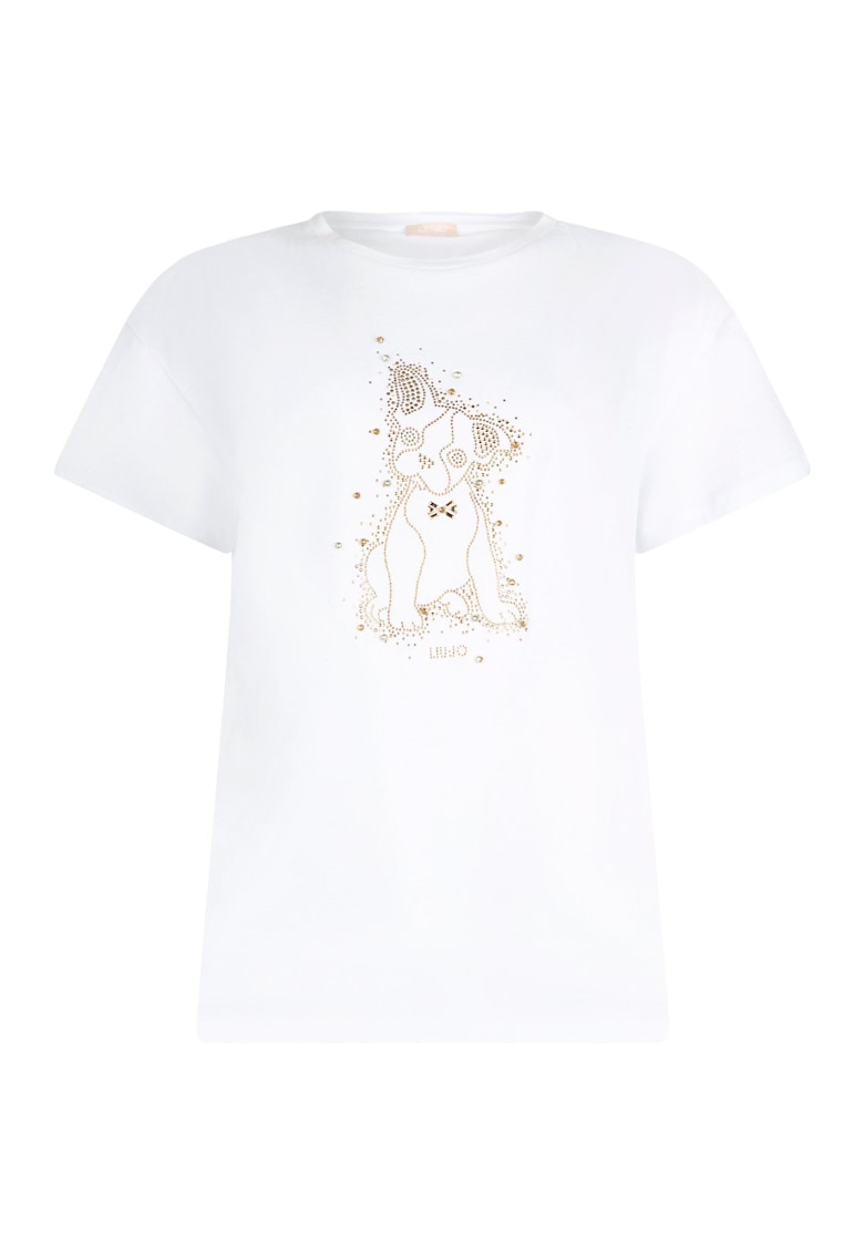 Oferte la Tricou din bumbac cu aplicatie cu paiete - Alb