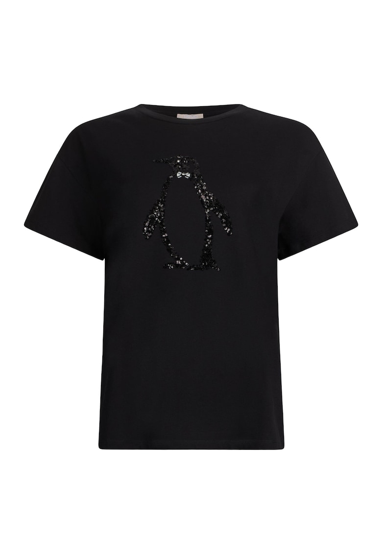 Oferte la Tricou din bumbac cu aplicatie cu paiete - Negru