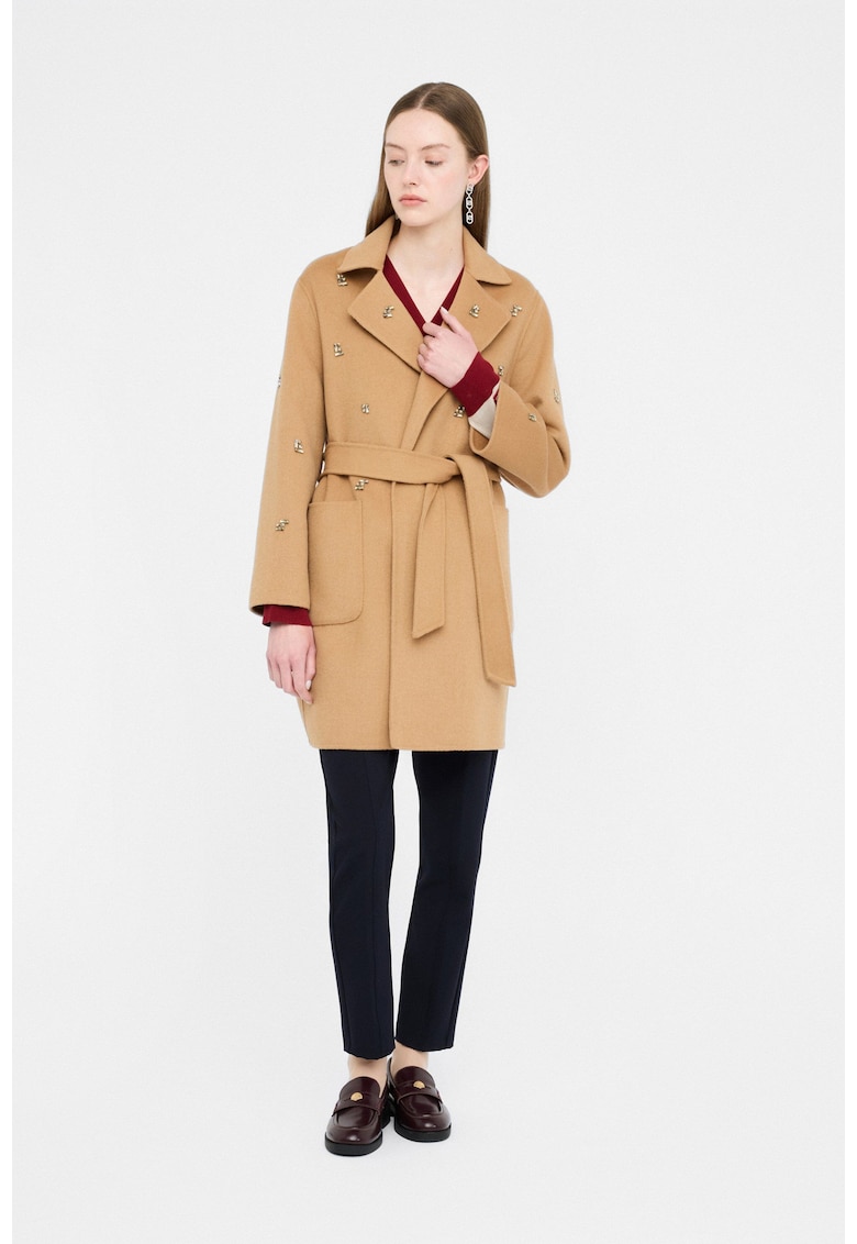 Oferte la Trenci din amestec de lana cu broderie decorata - Bej