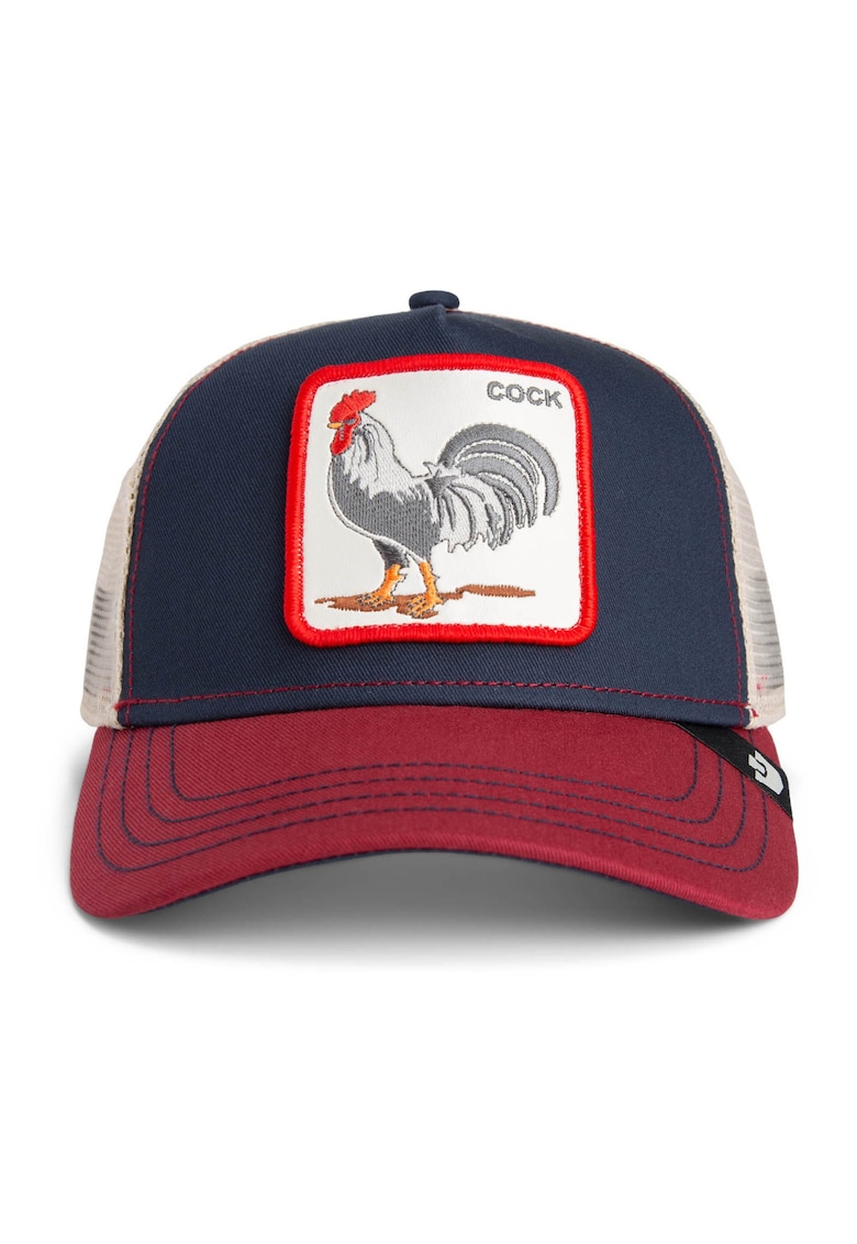 Oferte la Sapca trucker unisex cu aplicatie frontala - Rosu/Bleumarin