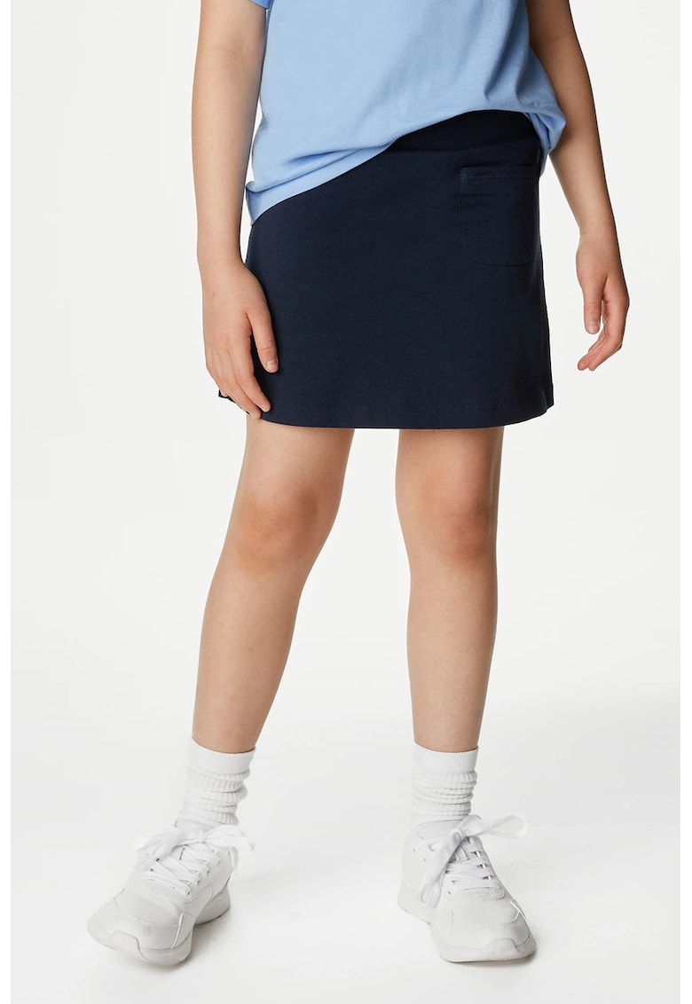Oferte la Fusta-pantalon uni cu banda elastica in talie - Bleumarin