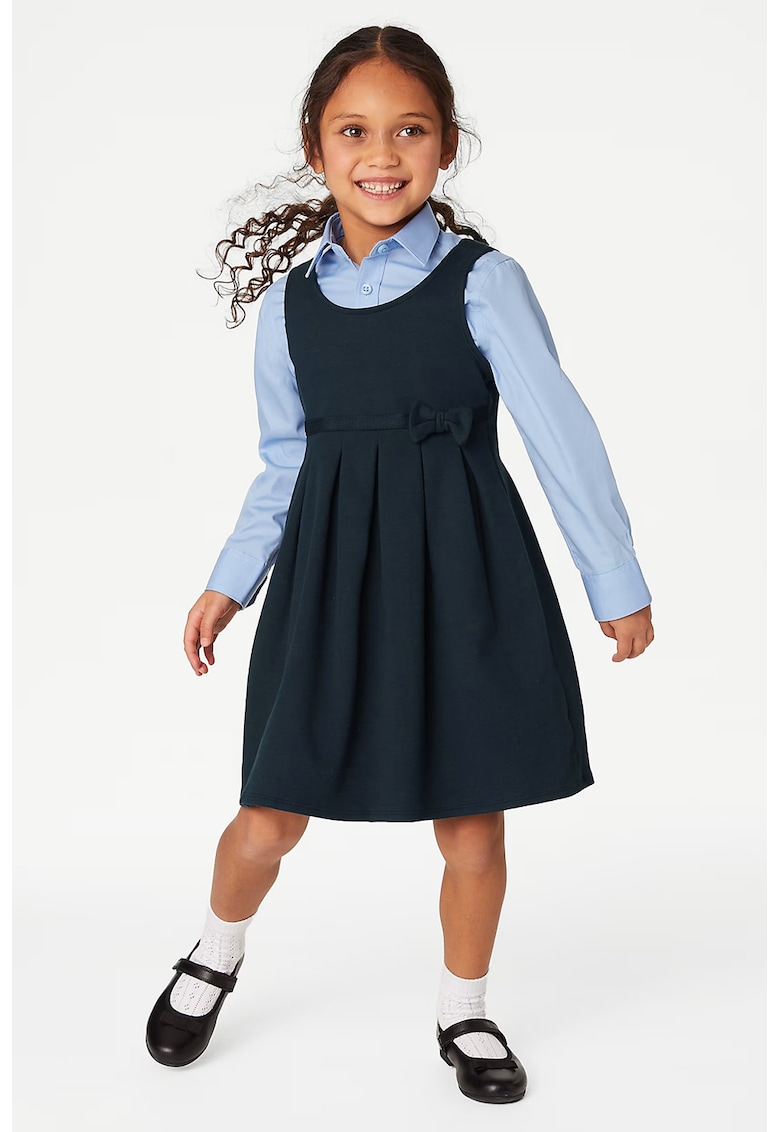 Oferte la Set de rochie cu pliuri si funda - 2 piese - Bleumarin