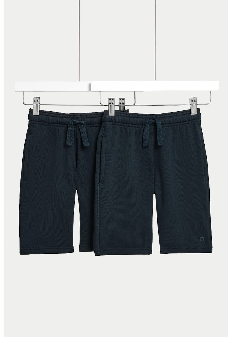 Oferte la Set de pantaloni scurti din amestec de bumbac cu snur - 2 piese - Bleumarin