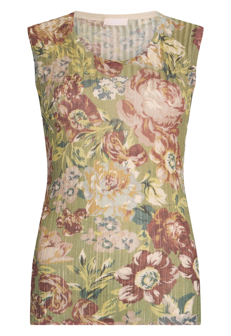 Oferte la Top cambrat cu model floral - Rosu/Verde/Crem