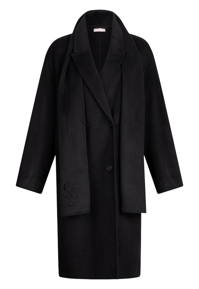 Oferte la Palton din amestec de lana cu esarfa - Negru