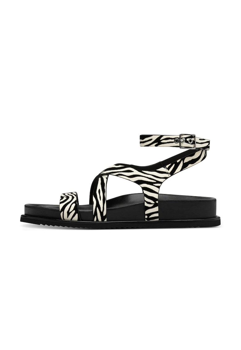 Oferte la Sandale de piele cu catarame - Alb fildes/Negru