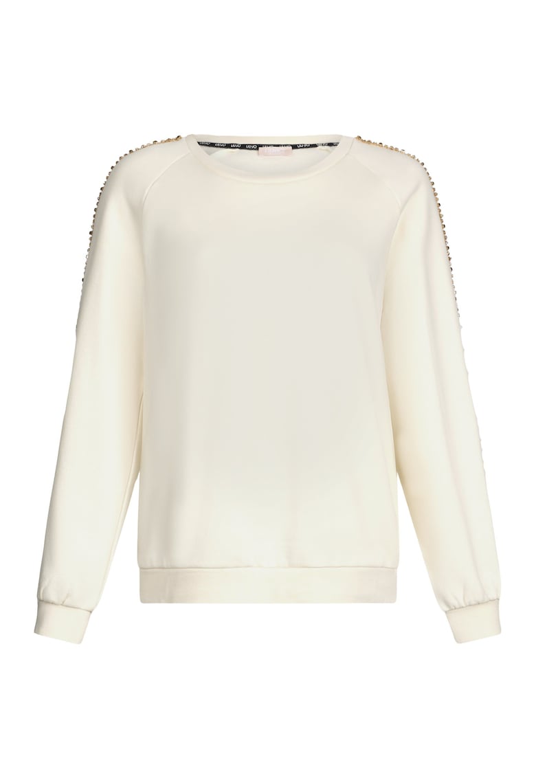 Oferte la Bluza de trening cu decolteu rotund si strasuri - Alb fildes