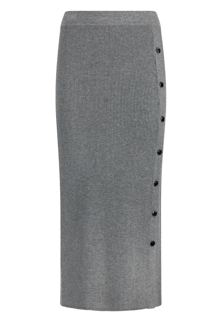 Oferte la Fusta midi din tricot cu croiala cambrata - Gri