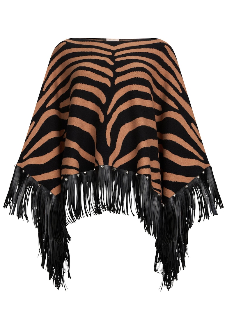 Oferte la Poncho uni tricotat - Negru/Maro