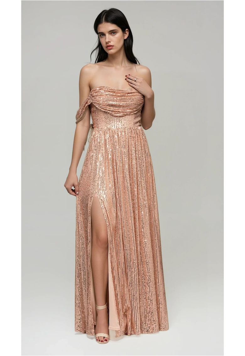Oferte la Rochie de seara Maxi  LA-OM-DLR228 - Auriu