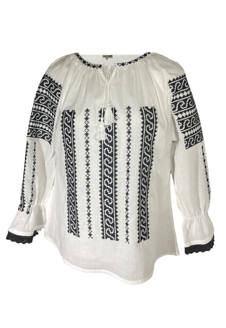 Oferte la Bluza tip ie traditionala Dacali - dama - ML09 - Dacali - Alb/Negru titan