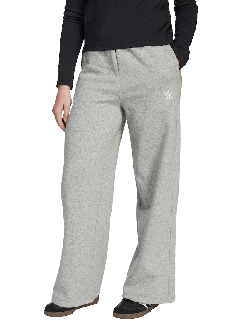 Oferte la Pantaloni de trening cu croiala ampla si talie inalta - Gri melange