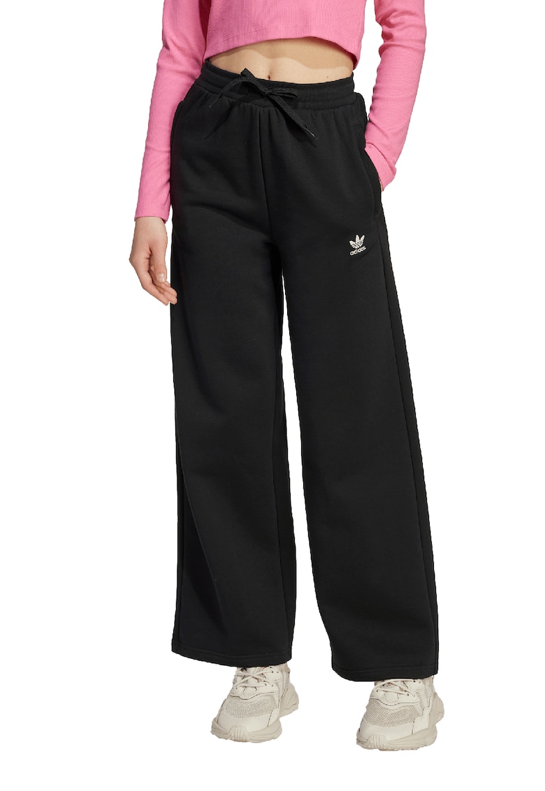 Oferte la Pantaloni de trening cu croiala ampla si talie inalta - Negru