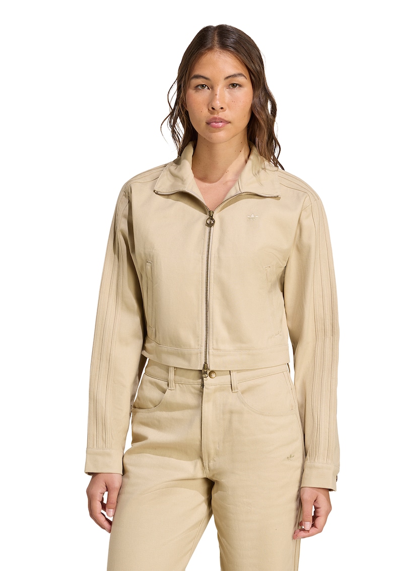Oferte la Jacheta crop de bumbac - Bej deschis