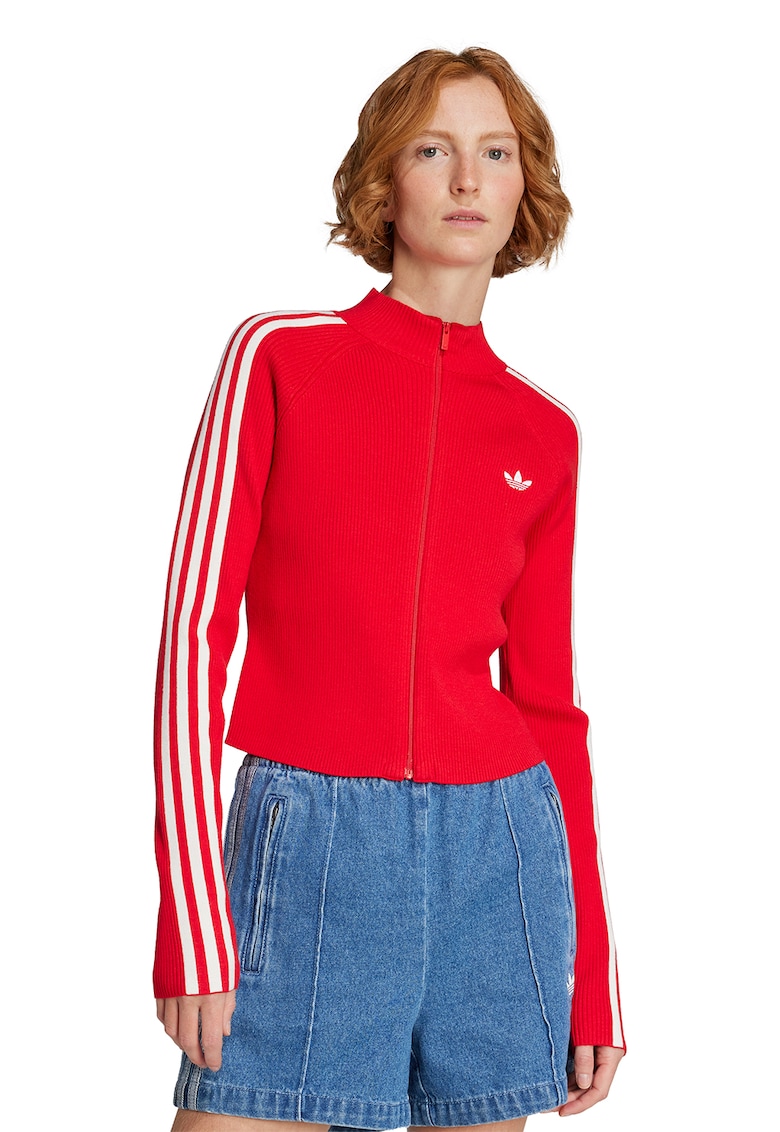 Oferte la Cardigan slim fit cu fermoar - Alb/Rosu vermillion