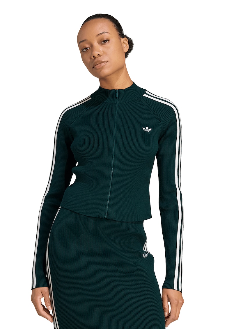 Oferte la Cardigan slim fit cu fermoar - Alb/Verde padure