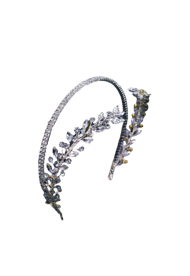 Oferte la Accesoriu de par - argintiu - cu frunzulite laterale si pietre - Bara C1