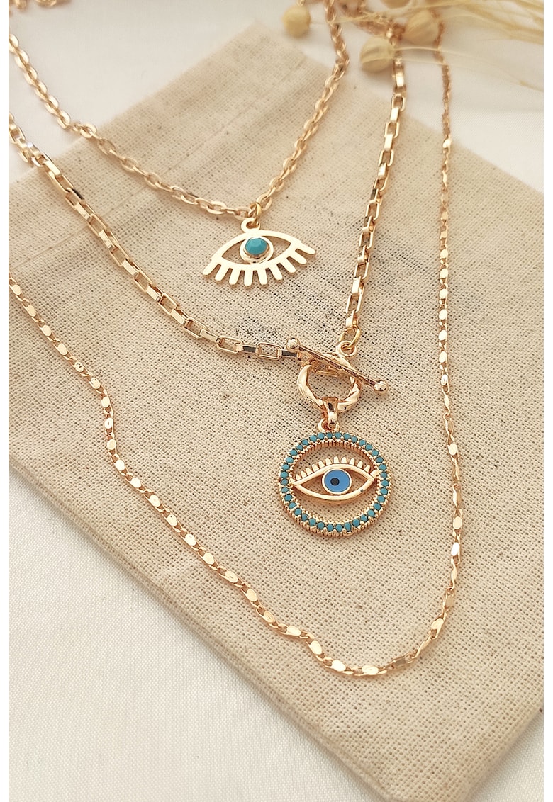 Oferte la Colier stratificat cu pandantive Evil Eye