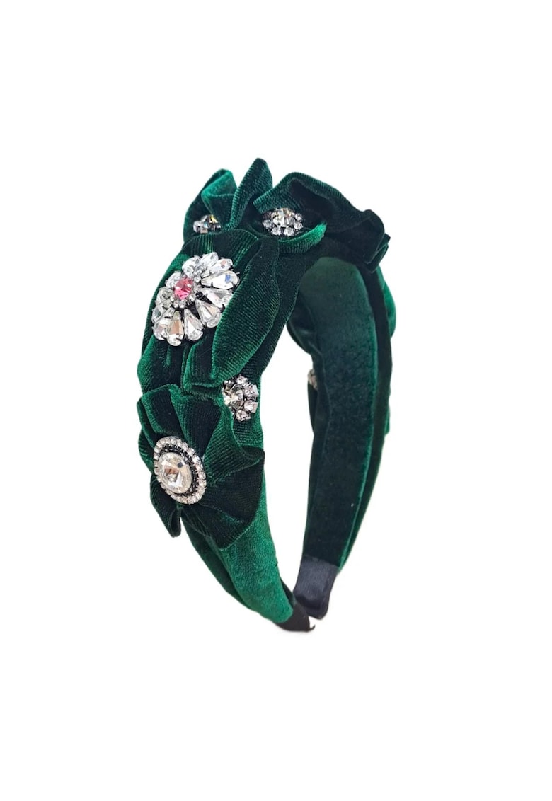 Oferte la Bentita verde - din catifea - cu pietre - Sajda C1