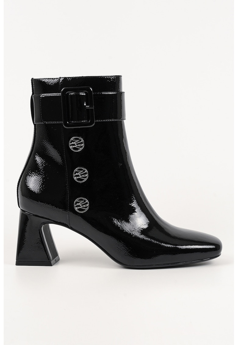 Oferte la Botine cu toc masiv si logo - Negru