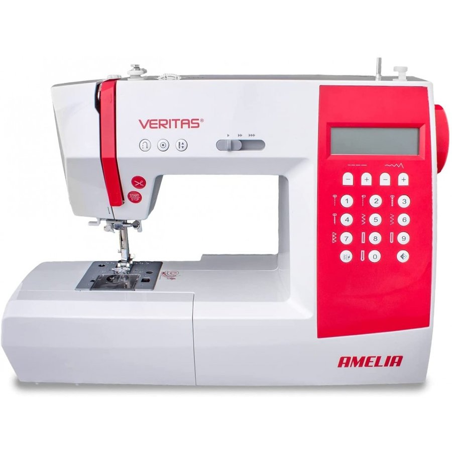 Oferte la Masina De Cusut Digitala AMELIA 90 Programe 800 Imp/Min 70W Alb/Rosu