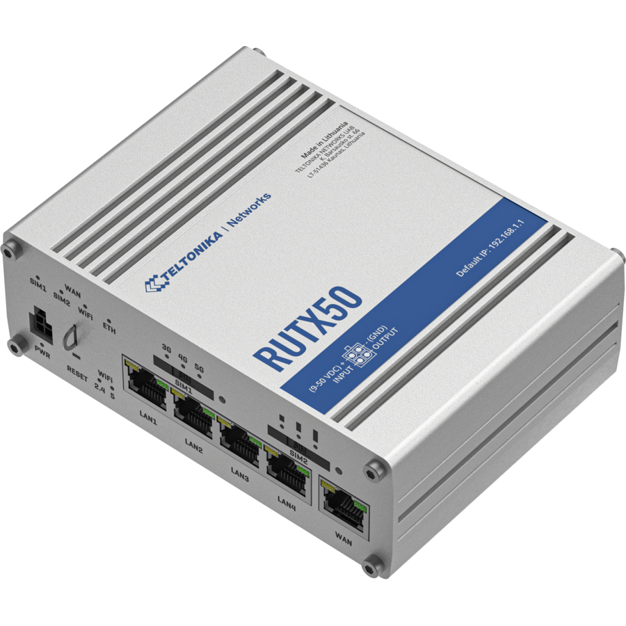 Oferte la Router Industrial RUTX50 5G Dual SIM 5 Porturi Ethernet Gigabit Wi-Fi Dual Band Argintiu