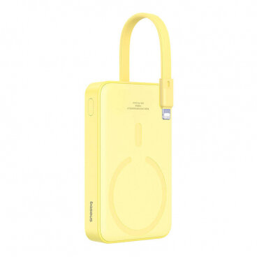 Oferte la Baterie Externa Magnetic Mini 10000mAh 20W PD + FQI 1 x Lightning - 1 x QI - 1 x USB-C Galben