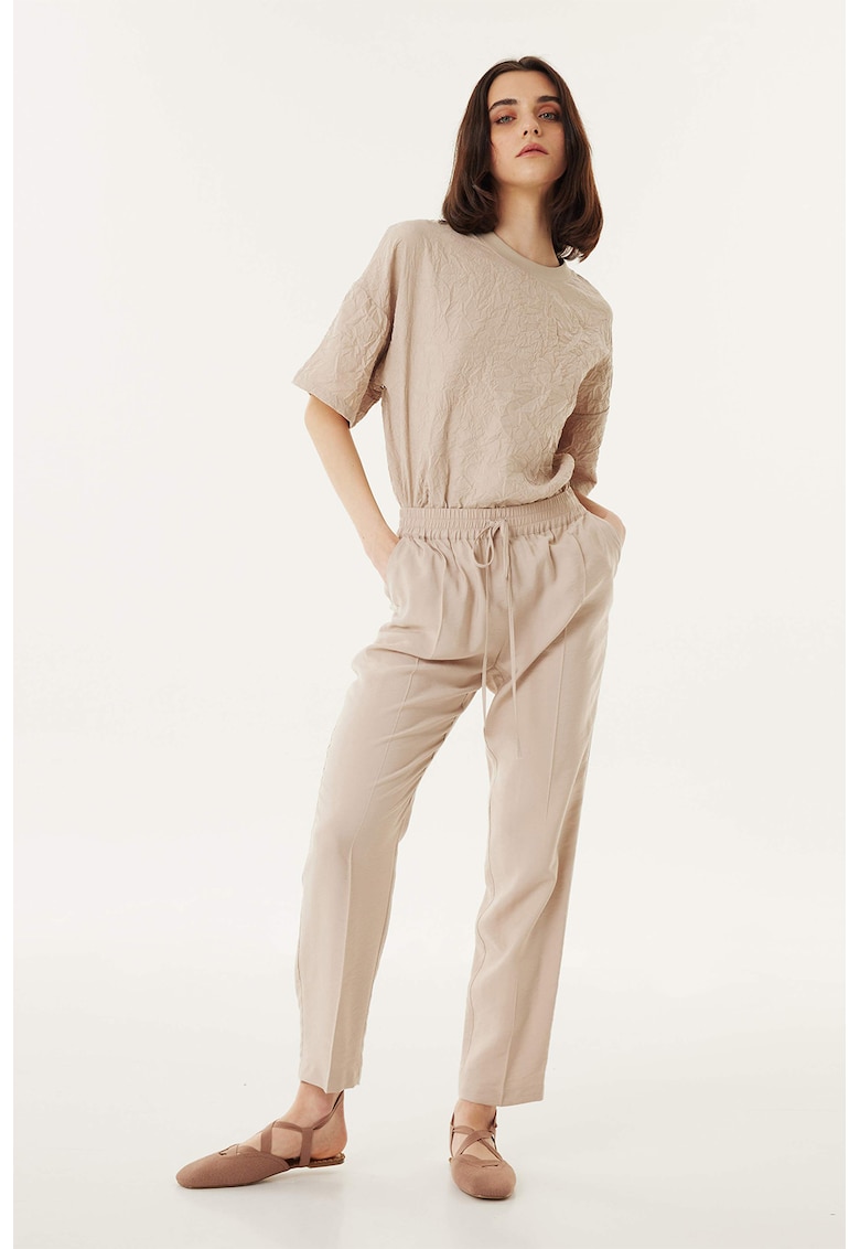 Oferte la Pantaloni jogger cu snur - Maro deschis