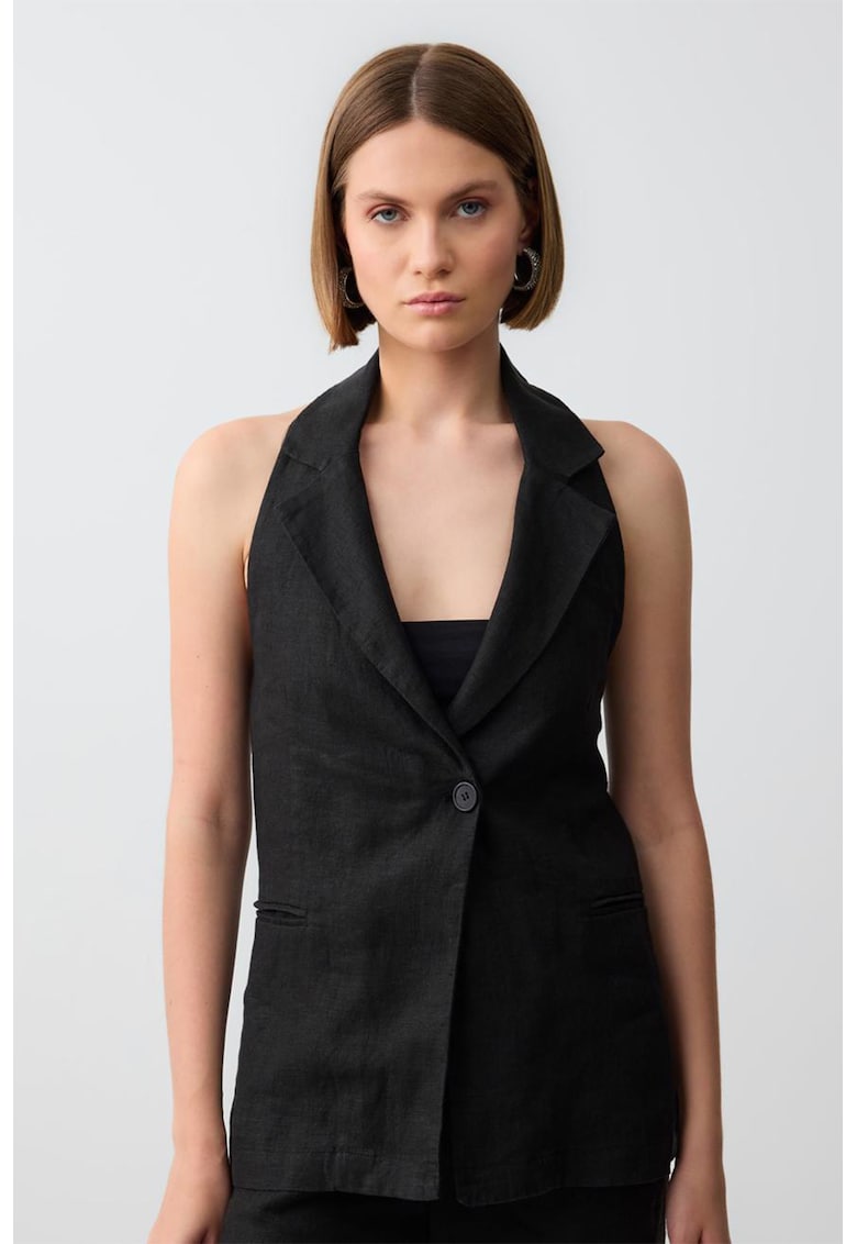 Oferte la Vesta eleganta de in cu decolteu halter - Negru
