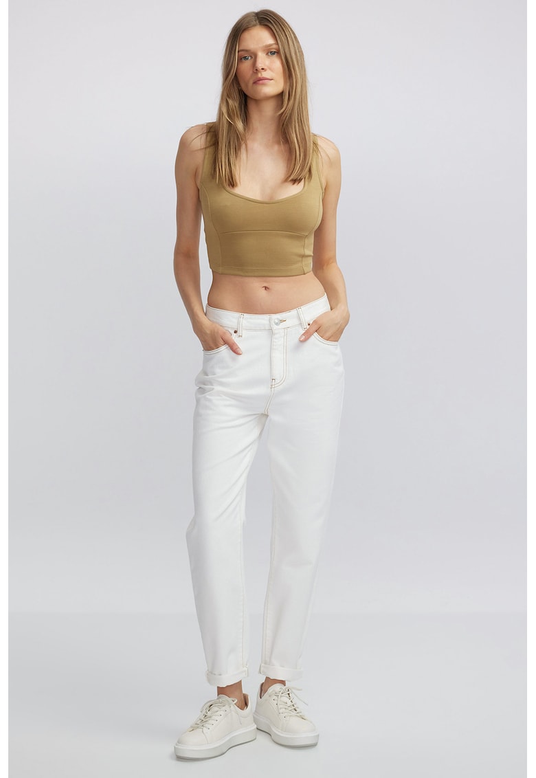 Oferte la Top crop cu model uni - Maro deschis