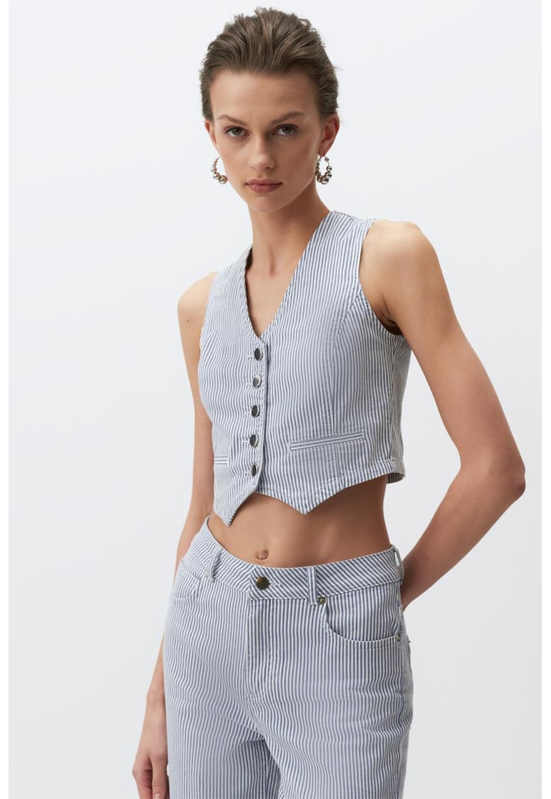 Oferte la Vesta crop slim fit - Gri/Alb murdar