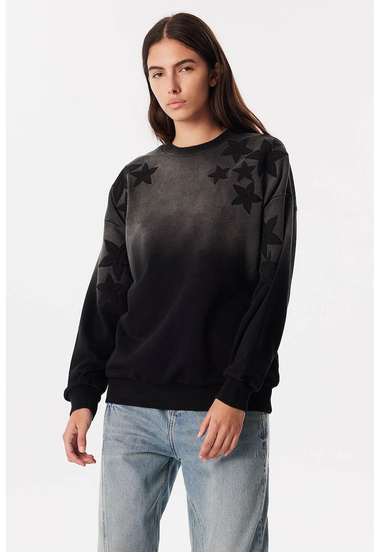 Oferte la Bluza de trening cu model cu stele si maneci cazute - Negru/Gri