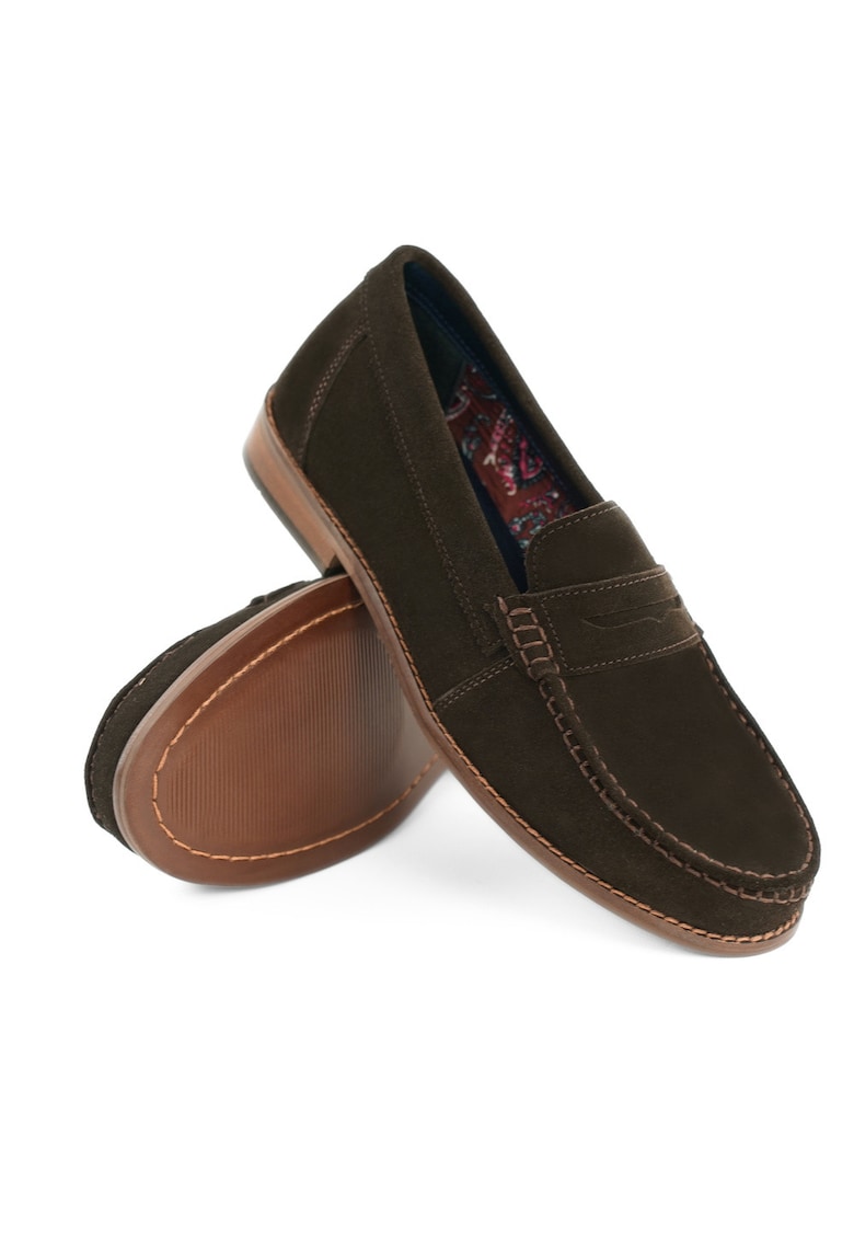 Oferte la Mocasini din piele naturala intoarsa - Maro